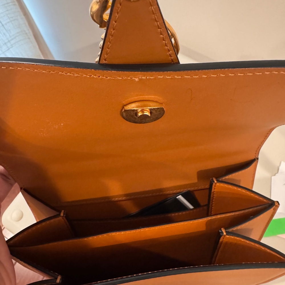 Versace Virtus small top handle shoulder bag in brown smooth leather. - Picture 7 of 8